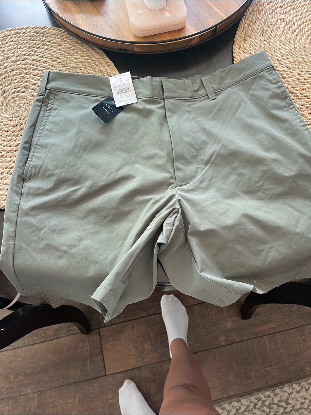 J. Crew Men's Sage Green Flat-Front Shorts